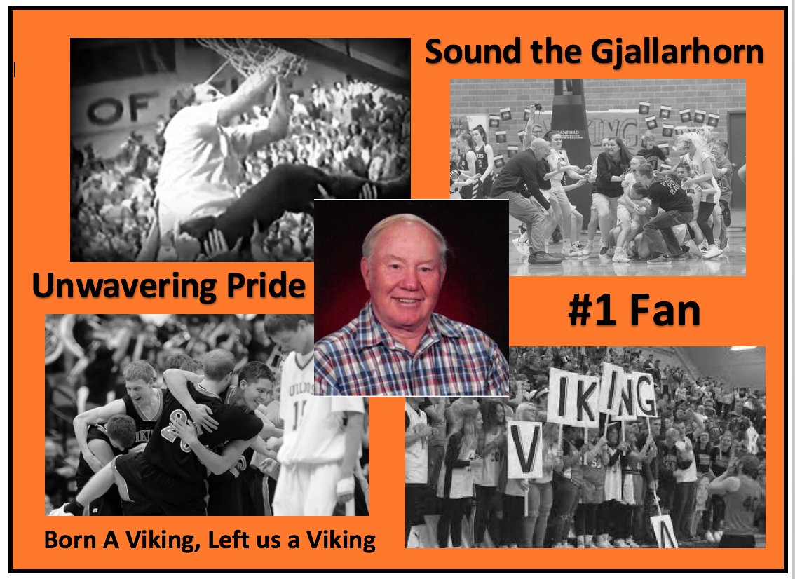 VicTheVike's tweet photo. Pelican Rapids schools want to pass on our sympathy to the Edwin DuWayne Strom family on his passing. He always seemed to be the first in the gym on game night and we know he will still get that top row seat in heaven. Thanks for all the years of support. #TrueViking #Skol https://t.co/Xbpsv19yow