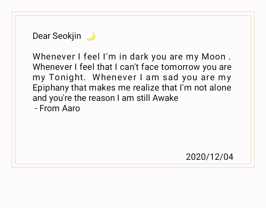This is the first time I've written something for someone 
#LettersForJin 
#HappyBirthdayJin