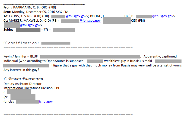 OIO is FBI Office of International Operations. DAD was C Bryan Paarman, email from whom is on p70.