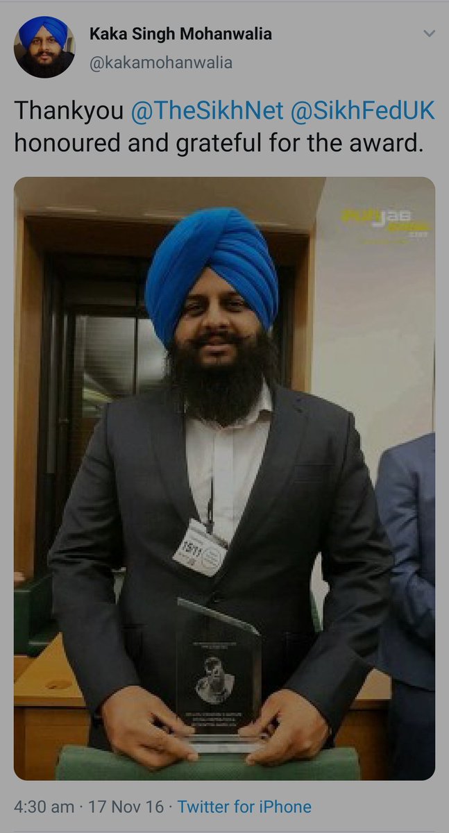 Pro Khalistain Groups The sikh network and Sikh federaton of UK awarded him way back.