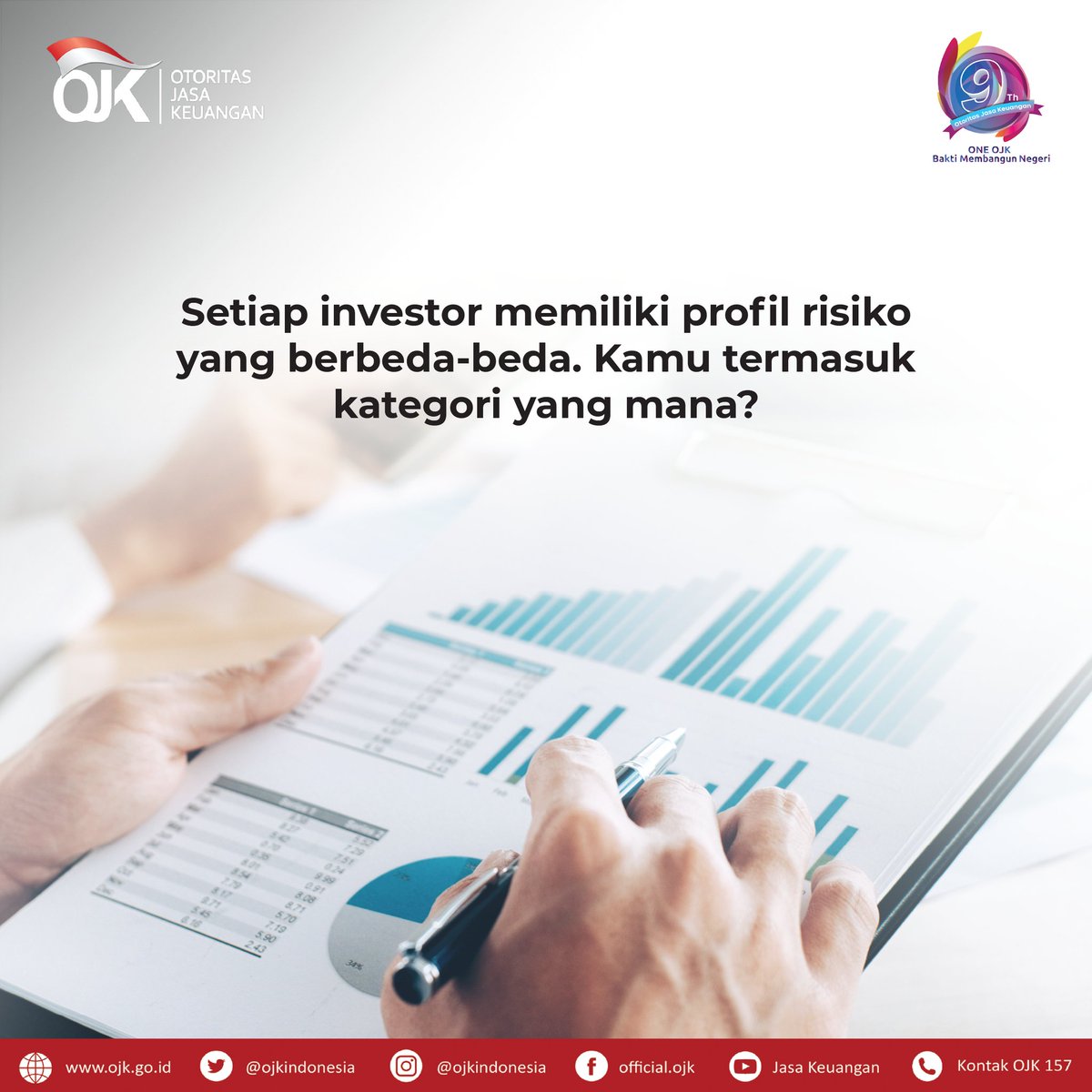 ojkindonesia's tweet photo. Sobat OJK, setiap orang memiliki profil risiko atau sejauh mana ia dapat menanggung risiko. Sebelum berinvestasi, kamu harus mengetahui profil risikomu agar dapat memilih instrumen investasi yang sesuai dengan tujuan keuanganmu dan risikonya dapat kamu toleransi. https://t.co/u8glHHtD5V