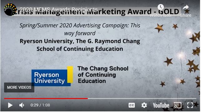 Marilou_Tweets's tweet photo. Honoured to share the virtual stage with my fellow Gold Award recipients as we shared how we approached pivoting our marketing and enrollment strategies this year, and how these strategies continue to transform moving into 2021. #MEMS2020 @UPCEA @ChangSchool https://t.co/bhJJ6oJOya