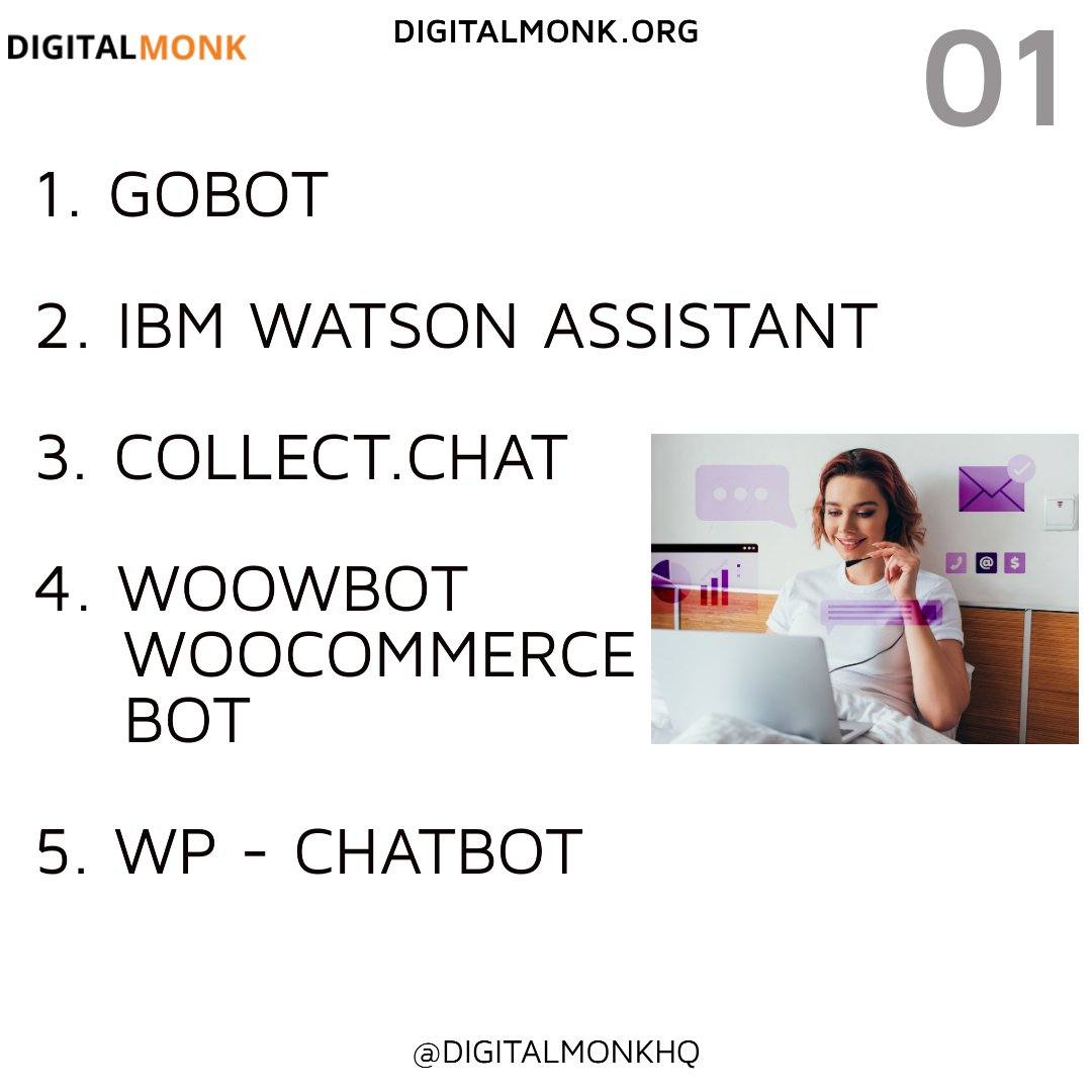 DigitalMonkHQ's tweet photo. 5 chatbots for WordPress 🔥🔥
.
.
Follow @DigitalMonkHQ
.
.
#chatbot #chatbots #chatbotindia
#chatbotmarketing #chatbotindia #marketing #digitalmonk #digitalmarketing #wordpress #wordpresswebsites https://t.co/pdkiwWwAAt