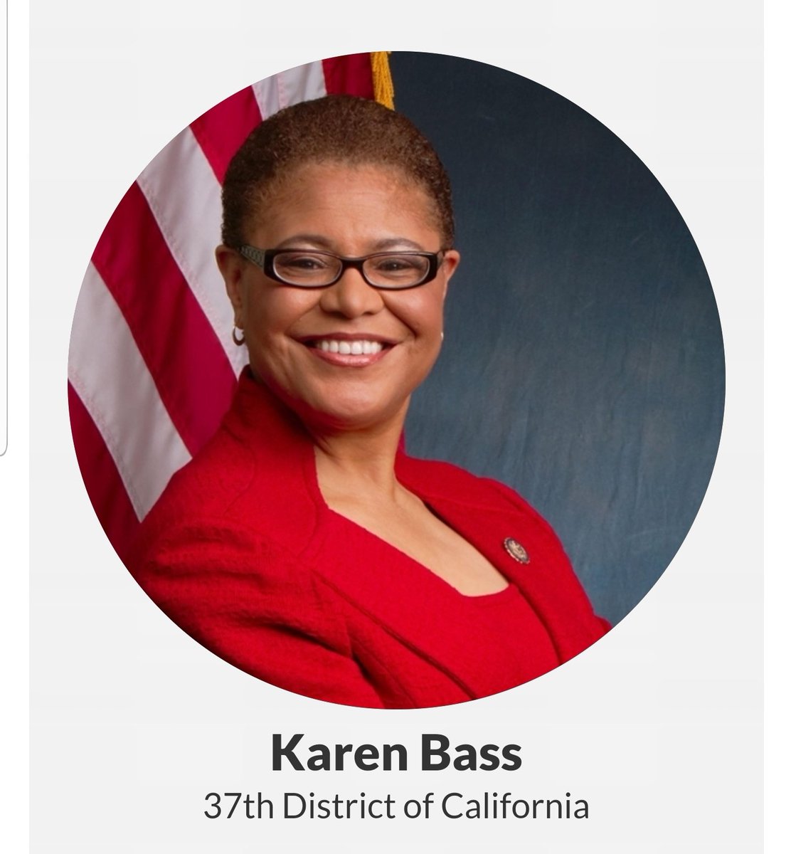 Karen Bass, California's 37th District https://bass.house.gov/ 15/98