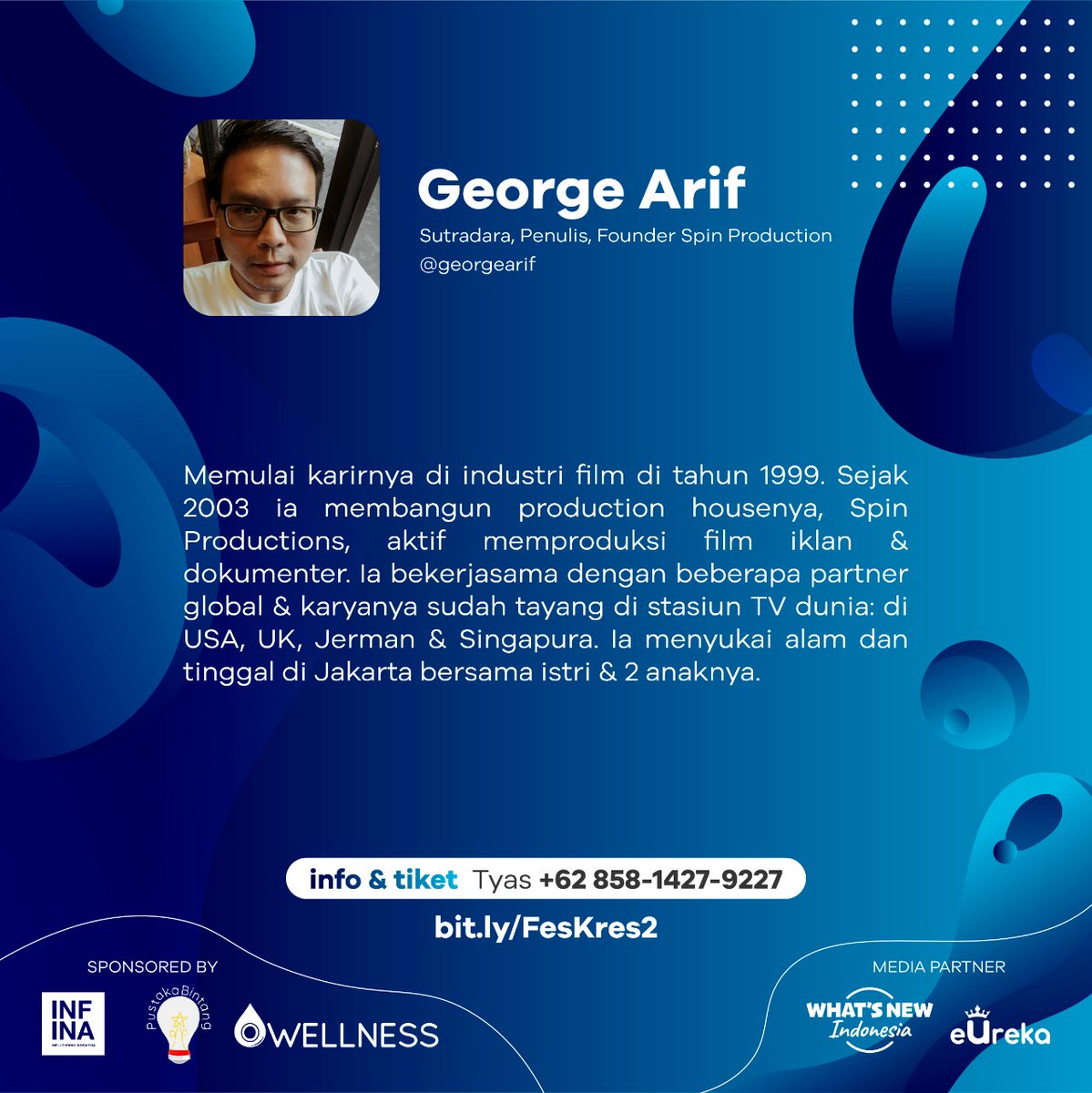 SPINProductions's tweet photo. Membuat Video Untuk IKM
Selasa, 15 Desember 2020, 16.00 – 18.00 WIB, IDR 150K

Fasilitator: George Arif @georgearif , Sutradara &amp; Founder Spin Productions

kelas dilakukan via Zoom

daftar now: Tyas 085814279227 - isi form: https://t.co/fMtf1YvBdz https://t.co/y1oWhkF6Mp