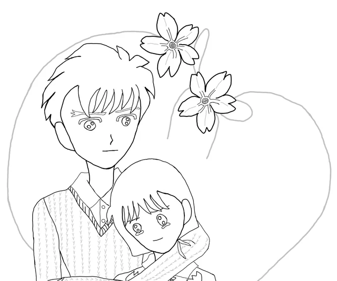 #イラスト 
#大まる
#ワスレナグサ
#線画

約束のワスレナグサ(線画) 