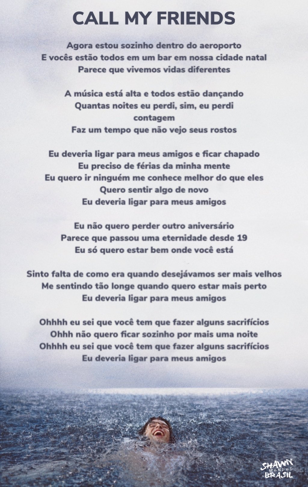 Shawn Mendes Brasil on X: Confira a letra e tradução completa de 'Call My  Friends':  / X