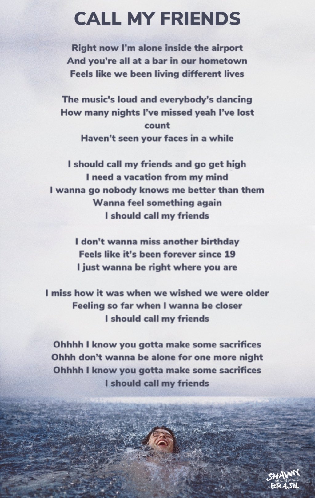 Shawn Mendes Brasil on X: Confira a letra e tradução completa de 'Call My  Friends':  / X
