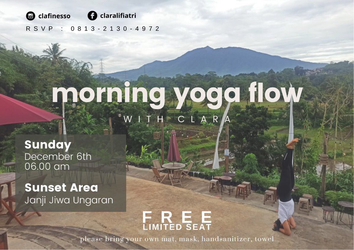 WisataDigital's tweet photo. Ada Yoga di Minggu Pagi jam 06.00 WIB di Kopi Janji Jiwa Flamboyan Ungaran, ikutan yuk.. Free kok https://t.co/zukh2uqBR5