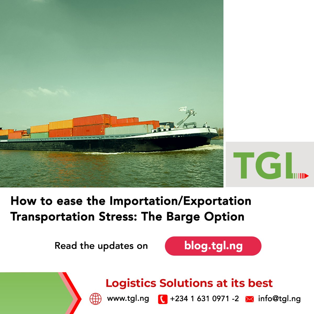 tgl_ng's tweet image. Find out how you can ease your Importation/Exportation Transportation stress with TGL Barge Operation.
blog.tgl.ng/2020/11/30/how…

#logisticsmonday #logistics #friday #fridayfeeling #barge #Warehouse #Nigeria