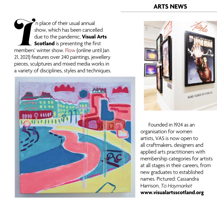 VisualArtsScot's tweet photo. Lovely coverage for our current exhibition F L O W in this months @artmaguk - featuring member @geehowquaint’s work! Go check it out: https://t.co/aK8dFrPd5R
https://t.co/0FxraNQpHo #flowshow #visualartsscotland #flowvas https://t.co/ujI8O49CRy