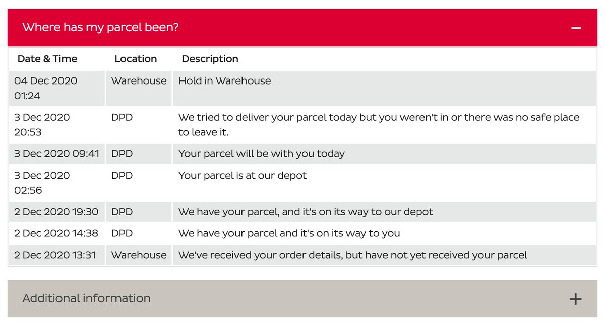 The DPD phishing site looks pretty convincing - a lovely copy and paste job . They've even gone as far as to make up the parcel's history with recent dates and times... classy touch!But what is the end goal here? Steal DPD login credentials? Redirect real deliveries?3\\n