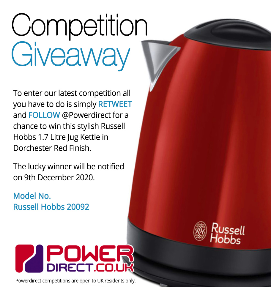 #Free to Enter @PowerDirectUK #Competition #Giveaway.. Simply Retweet and Follow for a chance to #Win a Russell Hobbs 1.7 Litre Jug Kettle. Drawn 9th December 2020. #FreebieFriday #FridayMotivation #FridayFeeling