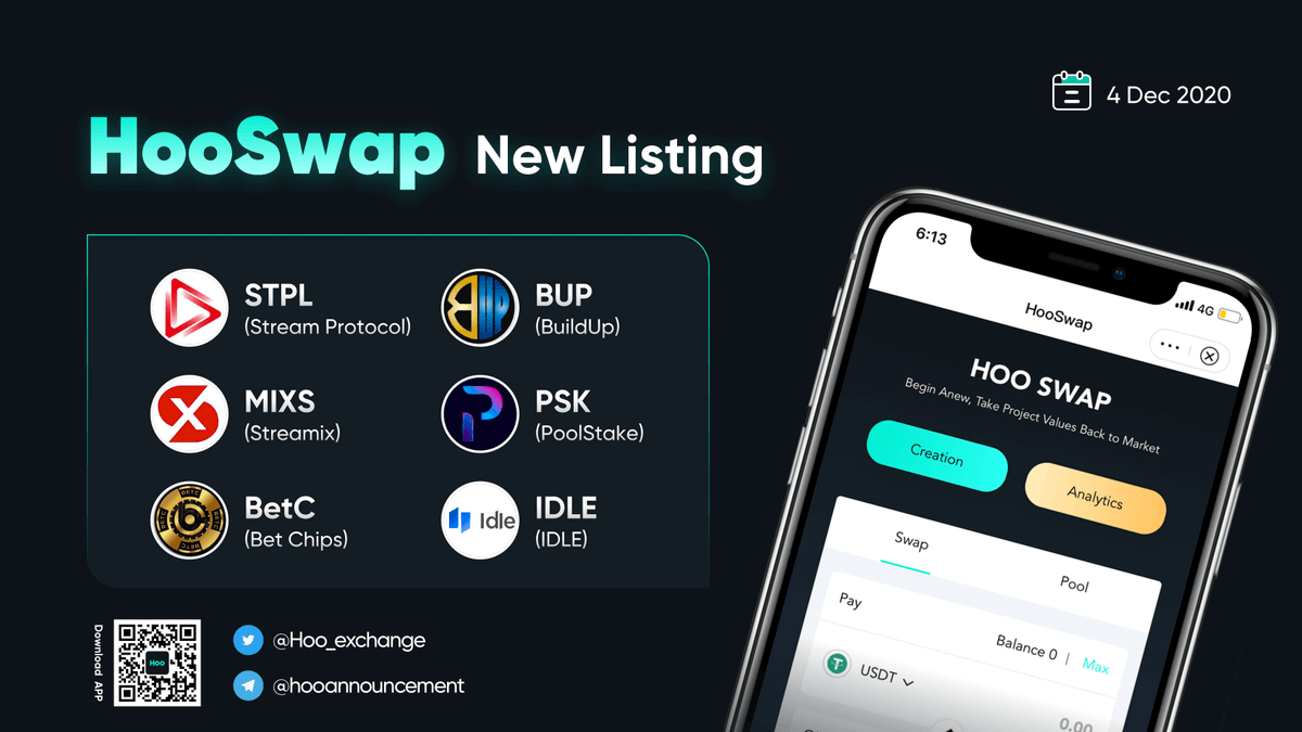 Hoo_exchange's tweet photo. $BetC (Bet Chips)
$IDLE (IDLE)
$PSK (PoolStake)
$MIXS (Streamix)
$STPL (Stream Protocol)
$BUP (BuildUp)
🚀🚀Listed on HooSwap @BetcLtd @idlefinance @peet_fi @streamixio @streamprotocol 

😍Check it out: https://t.co/kGRwFFDAA5 https://t.co/du0ejhtlkl