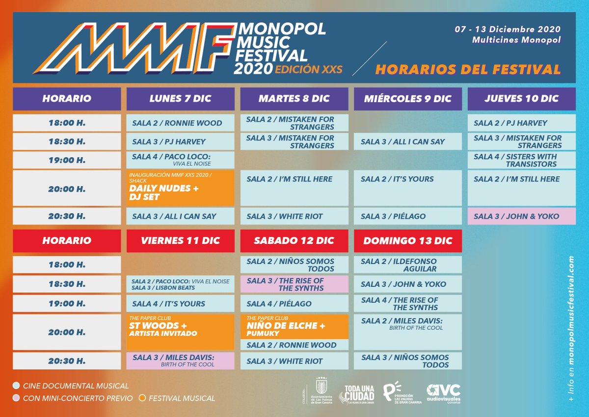 MonopolMusic's tweet photo. Sabemos que lo estabas esperando y ya está aquí🙌🏽

Disponible toda nuestra adorada rejilla del #MMF2020 para que no te pierdas ni un solo segundo de lo que se viene en esta edición🤸🏽

¡No te olvides de tus entradas!👀👇🏽
https://t.co/TOxqUYzmTN https://t.co/BmX09tBNhF