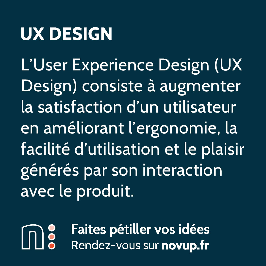 [ DÉFINITION ] 

UX Design :

L’User Experience Design (UX Design) consiste à augmenter la satisfaction d’un utilisateur en améliorant l’ergonomie, la facilité d’utilisation et le plaisir générés par son interaction avec le produit.

#ccu #design #userexperience #uxdesign #novup
