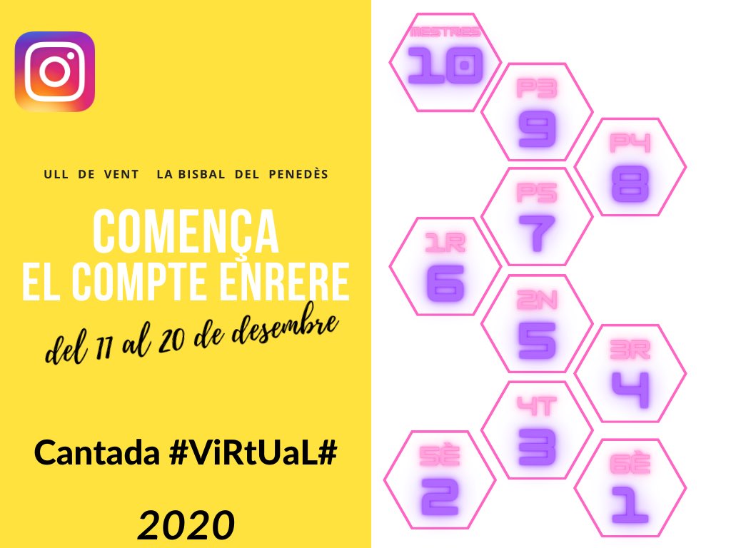 escolaUlldeVent's tweet photo. La propera setmana podreu seguir el nostre compte enrere per la Cantada #ViRtUaL2020, recordeu que es podrà seguir a l’Instagram de l’escola. https://t.co/PWk3oCGaFO