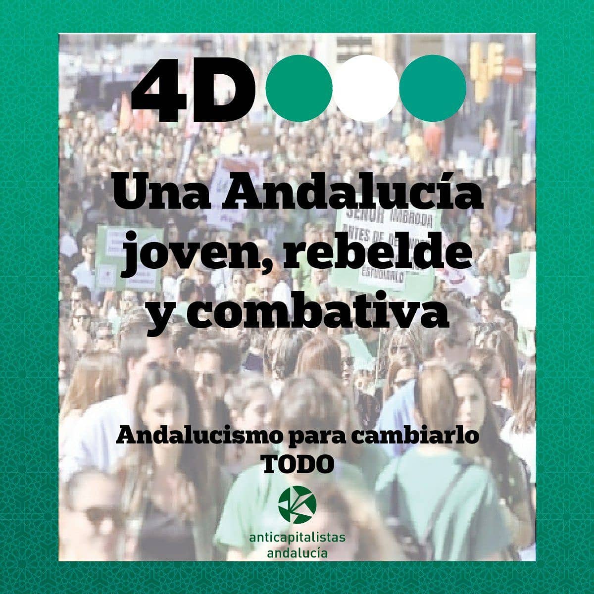 Que nuestra tierra no sea punto de partida de miles de jóvenes porque están condenadas a la precariedad o al desempleo, que Andalucía sea un lugar donde poder tener un futuro digno #AndalucismoParaCambiarloTodo #4DeDiciembre