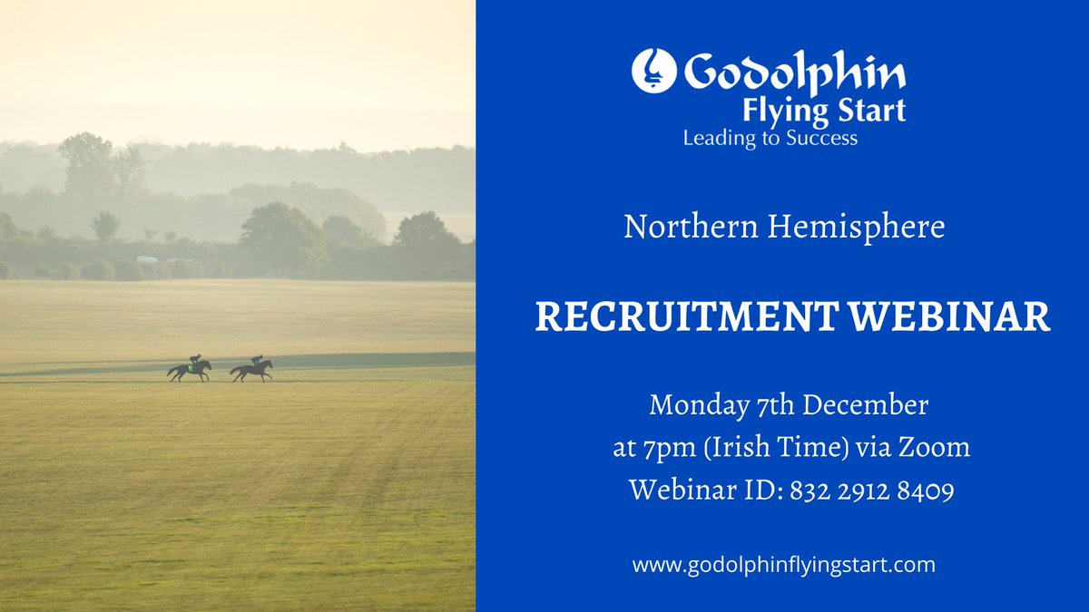FlyingStartNews's tweet photo. 🚨REMINDER: If you would like to learn more about Godolphin Flying Start and the recruitment process before submitting an application then join our Recruitment Webinar on Monday 7th Dec at 7pm (Irish Time). See details below or join via this link: https://t.co/Kq164Zr4We https://t.co/cr3ikPhcuo