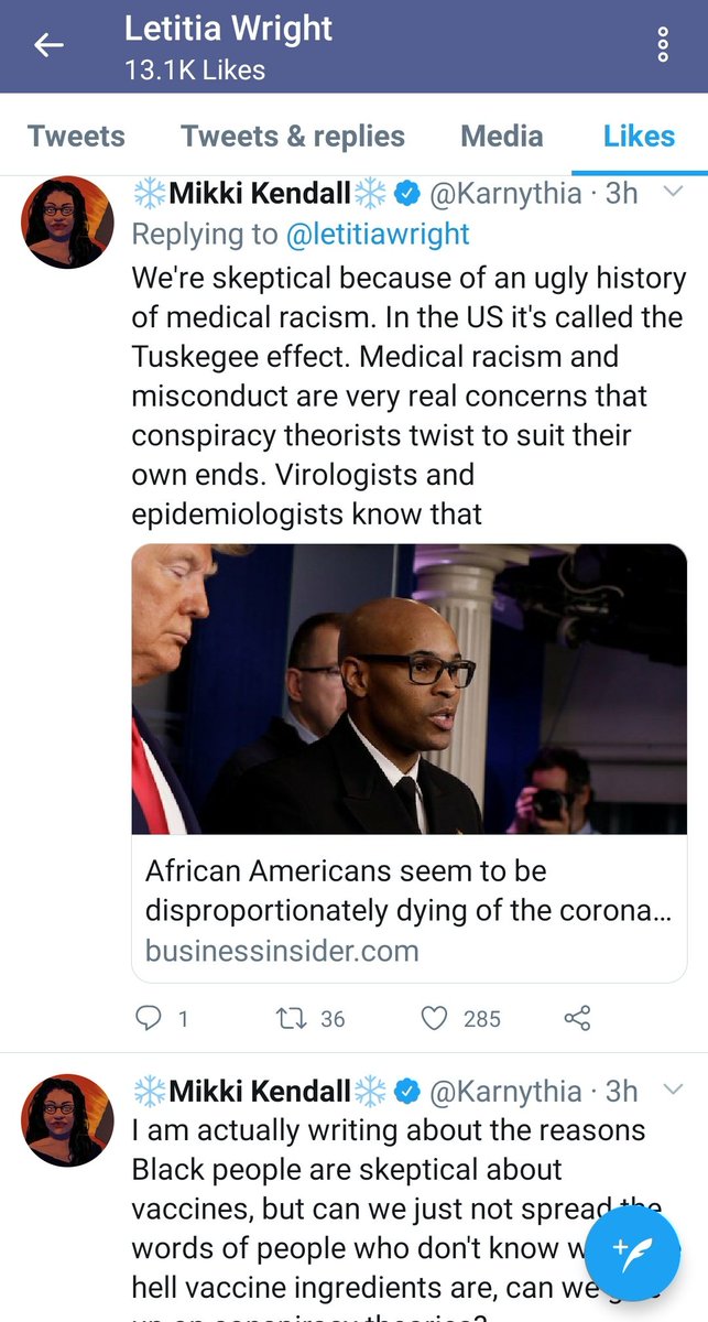 On the Letitia thing happening right now, I saw a lot of unfounded rumors and crazy hearsay with no receipts.Looked into it and there's a history of hurt involved. I recalled those two french doctors that wanted to "experiment" in Africa. That was a real thing rooted in racism.