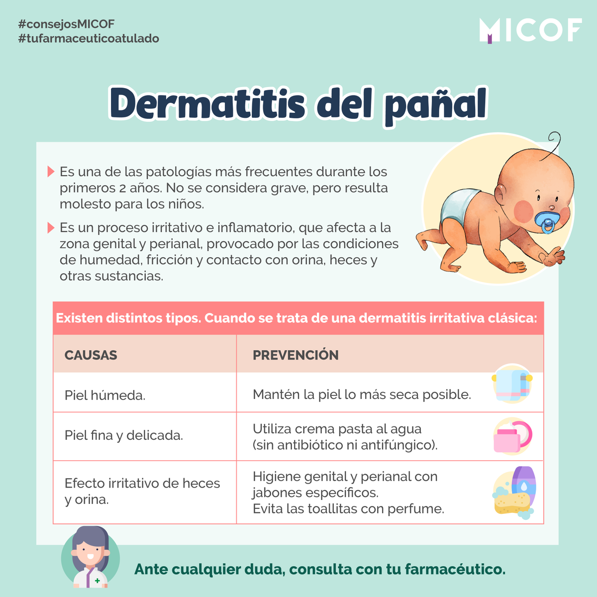 Micofvlc on Twitter: "¡Buenos días! La dermatitis de pañal es muy común en  bebés y muy molesta para ellos. 👶 Te explicamos qué es y algunos  #ConsejosMICOF para evitarla. 💪 Y, si