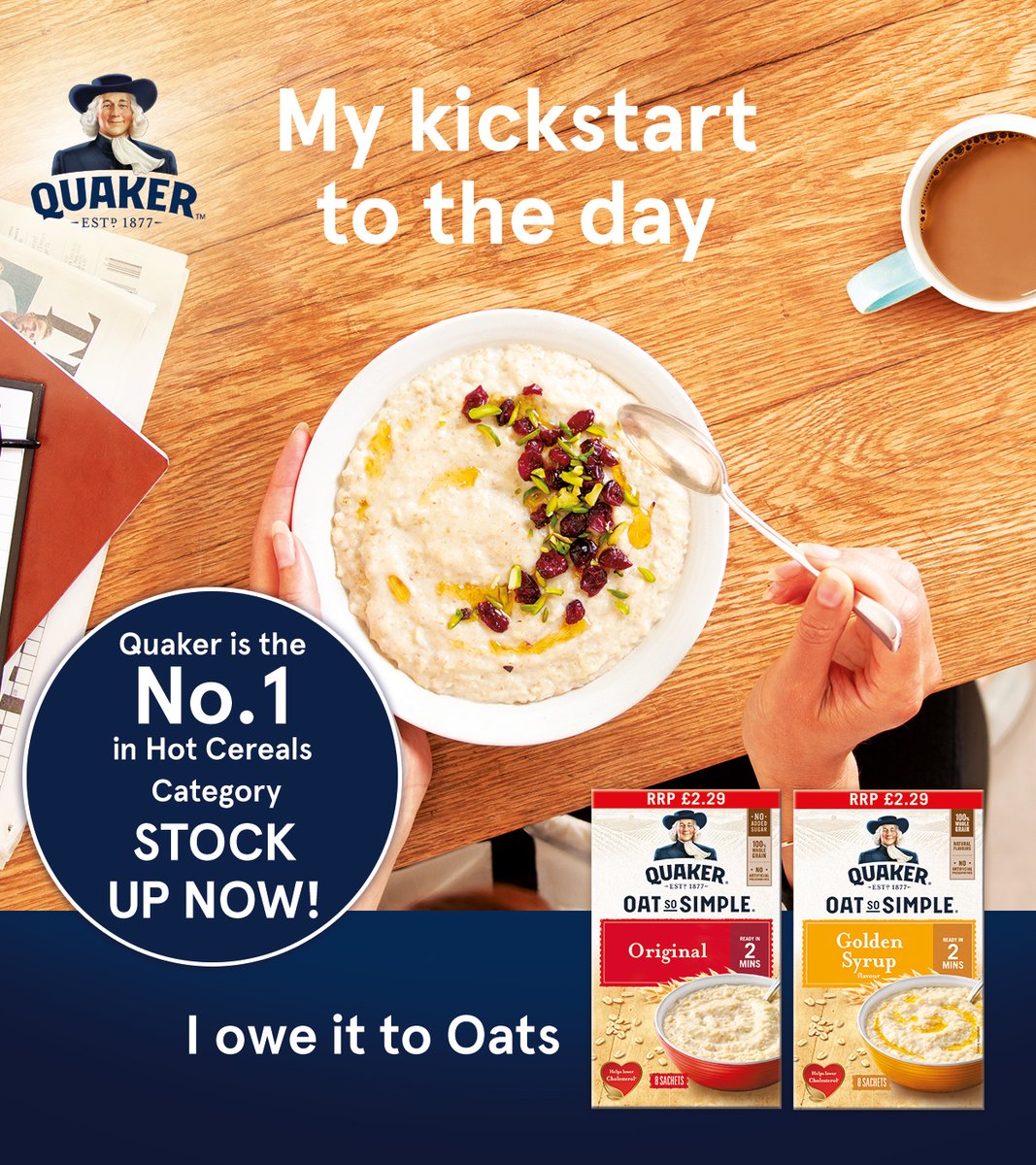 Plan_for_Profit's tweet photo. Kickstart your Hot Cereal sales with Quaker, the No.1 in the Category! https://t.co/nnVbGadThi