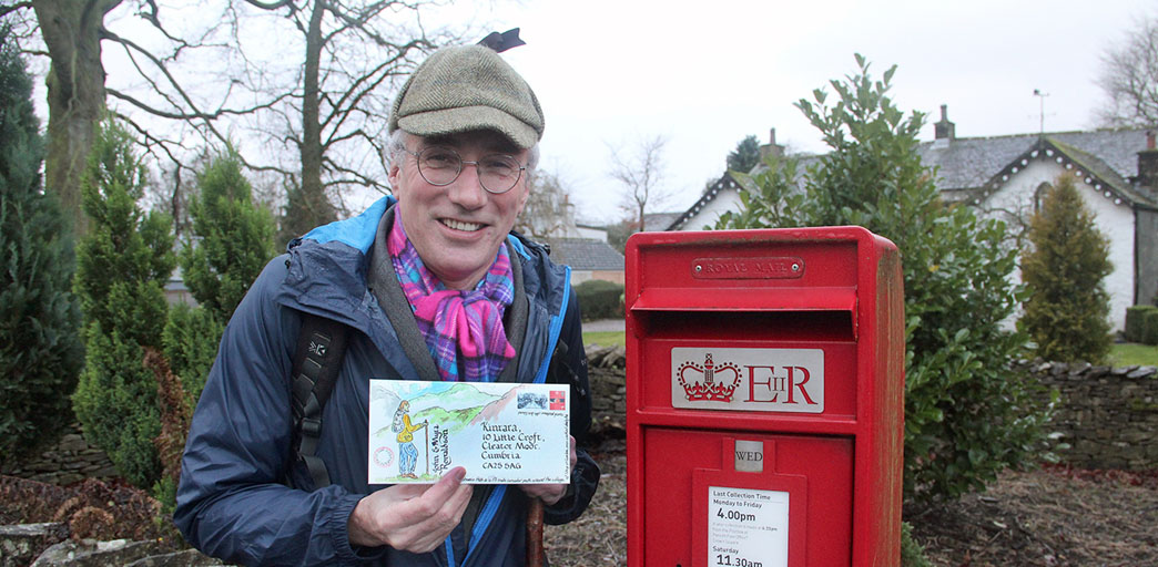 It seemed right to start our walk around the Postman's Path at Shap #Cumbria by posting a letter painted in the style of late Cumbrian letter artist Percy Kelly... #PercyKelly #snailmail #paintedletters #mailart