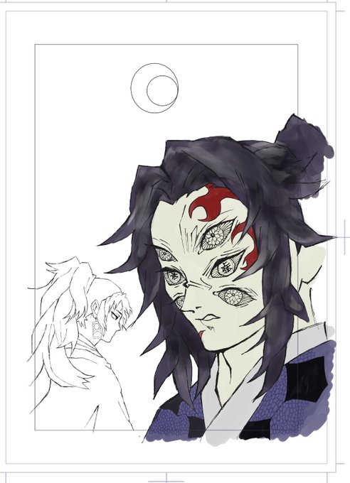 大城TEDさんがTwitterに投稿した黒死牟(鬼滅の刃)のイラスト。