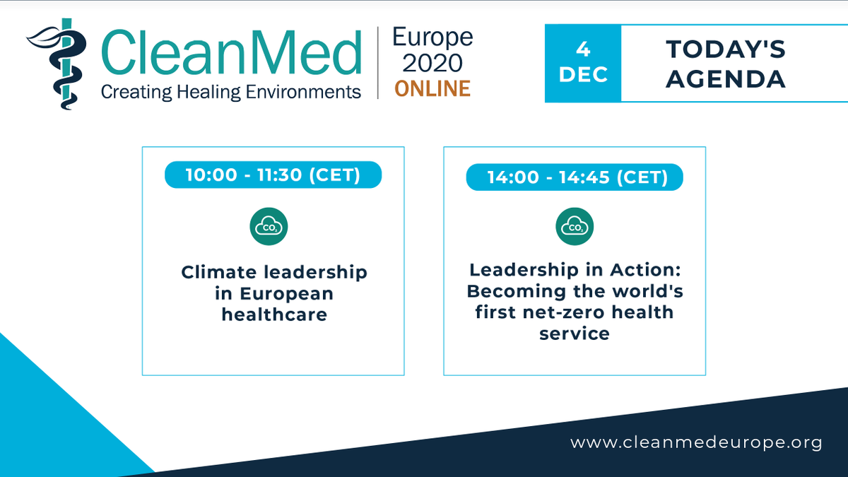 CleanMedEurope's tweet photo. Welcome to the final day of #CME20! Thank you for joining us for this year’s conference.🙌
We still have two exciting #climate leadership sessions for you:
➡️ Climate leadership in European #healthcare
➡️ Leadership in Action: Becoming the world's first net-zero health service https://t.co/B1lGgvtgvq