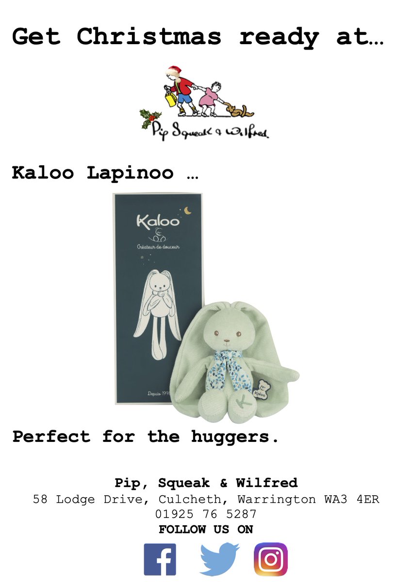 Get Christmas ready at Pip Squeak &amp; Wilfred.
Kaloo Lapinoo bunny rabbits with their gorgeous long ears, perfect for dragging, dangling &amp; tie on to anything. <a href="/BabiesLoveKaloo/">Kaloo</a>  #lapinoo #christmas2020 #shoplocal #cheshire #kidsgifts