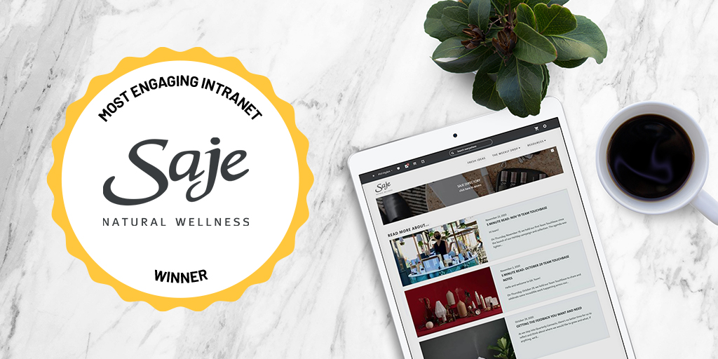IglooSoftware's tweet photo. Congratulations to our customer @SajeWellness for winning the βMost Engaging Intranetβ award at the 2020 #IntraNETReloaded Boston conference. Thank you for choosing Igloo to be a partner on this journey. #digitalworkplace #intranet https://t.co/jGHPoYoKvz
