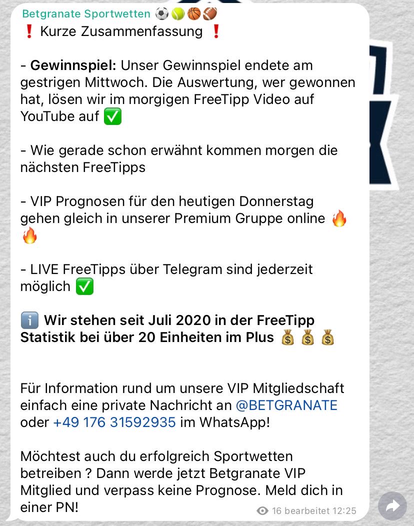 WhatsApp Gruppe Sportwetten 30 Tage Mitgliedschaft 