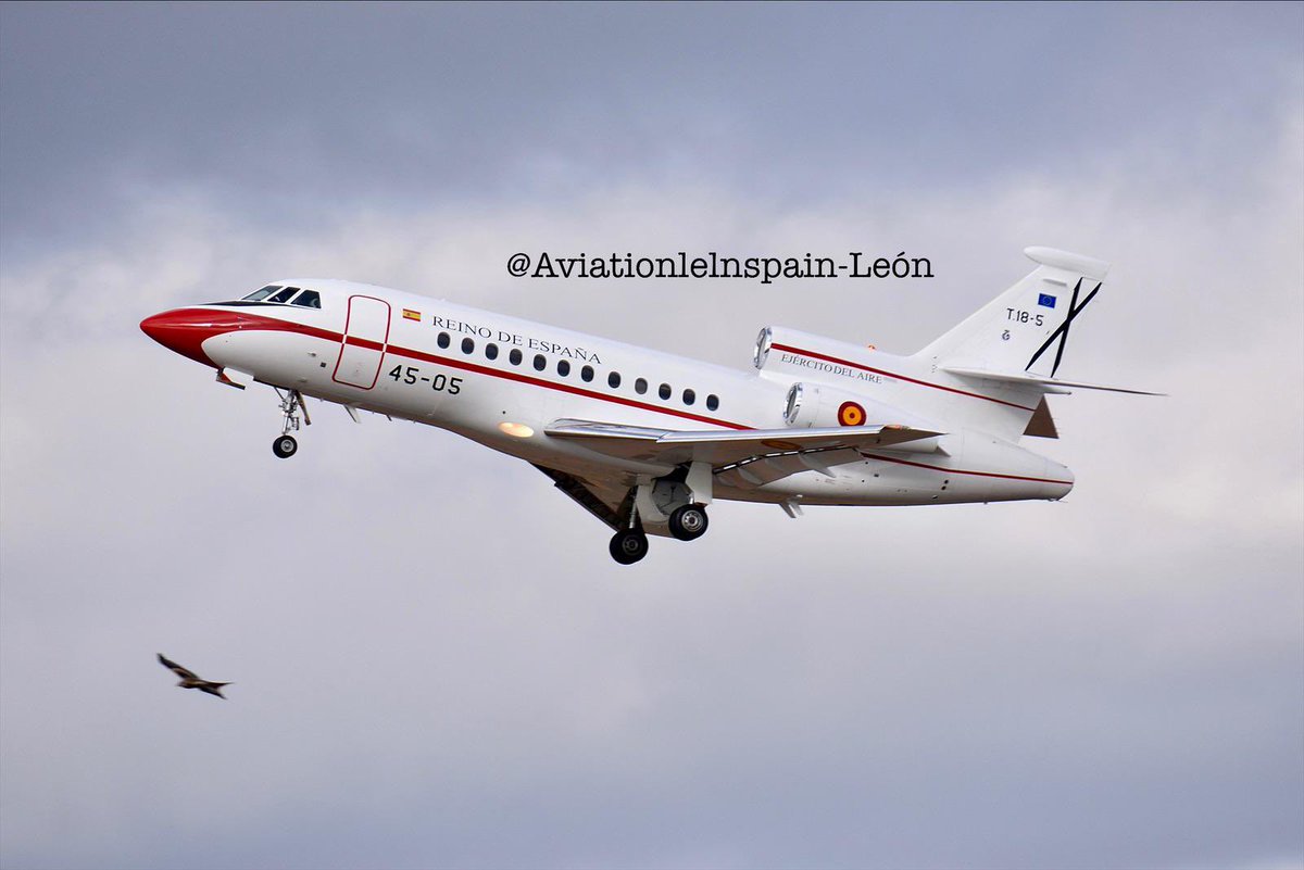 Dassault #Falcon900 (T.18-5 / 45-05) #45Grupo @EjercitoAire realizando tomas y despegues en #LELN. Fotografía: @aviationlelnspain @AvistamientosA @AvionPresidEsp