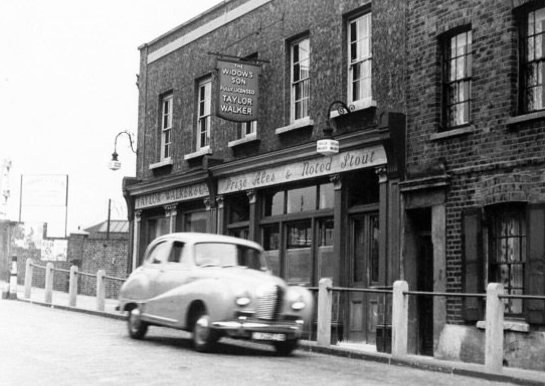The_East_End's tweet photo. The Widow’s Son pub in Devon’s Road, E3 - the information board gives all the details of the mother who grieved for her lost son... https://t.co/ze3tlgyUpo #widowsson #eastend #pub https://t.co/9GxENorgNB
