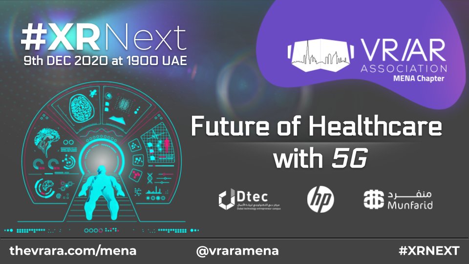#5G #IoMT and #Wearables transforming the Future of #DigitalHealthcare at #XRNext with <a href="/drsanafarid/">Dr. Sana Farid #DigitalHealth #XR #Metaverse</a> Dr. Mazin Gadir <a href="/eenmag/">Mazin Gadir</a> and Khalid Ghaloua Adine 
Register: forms.gle/Jyt4qiqphqZXD3…

<a href="/thevrara/">VR/AR Association (VRARA)</a> <a href="/MunfaridConsult/">#XR #MedEd #DigitalHealth @Arab_Health</a>
#Healthcare #HealthTech #HealthIT #VR #XR #TeleHealth #TeleMedicine