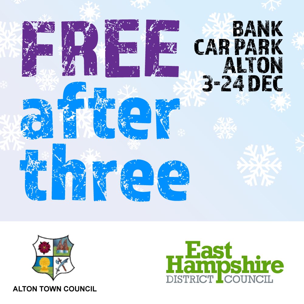You can now park FREE after 3pm in the Bank Car Park (community centre). #shoplocal #buylocal #altonshoplocal