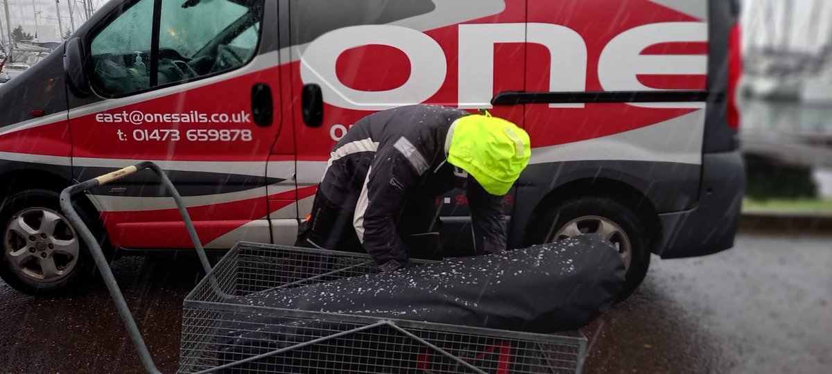 Nothing stopping the OneSails team this morning, boat covers being fitted come snow or shine. #onesails