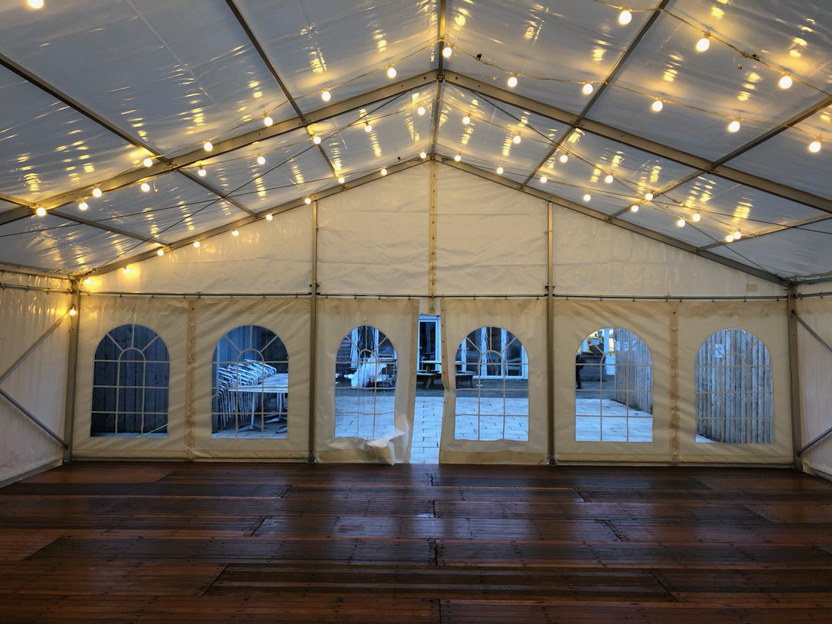 We were recently approached by our client to build their own brand new 9m x 9m Frame Marquee.  We also supplied a full wooden floor, festoon lighting &amp; a heating system. 
#temporarystructures #festoonlights #marquee #northumberland #socialdistancing