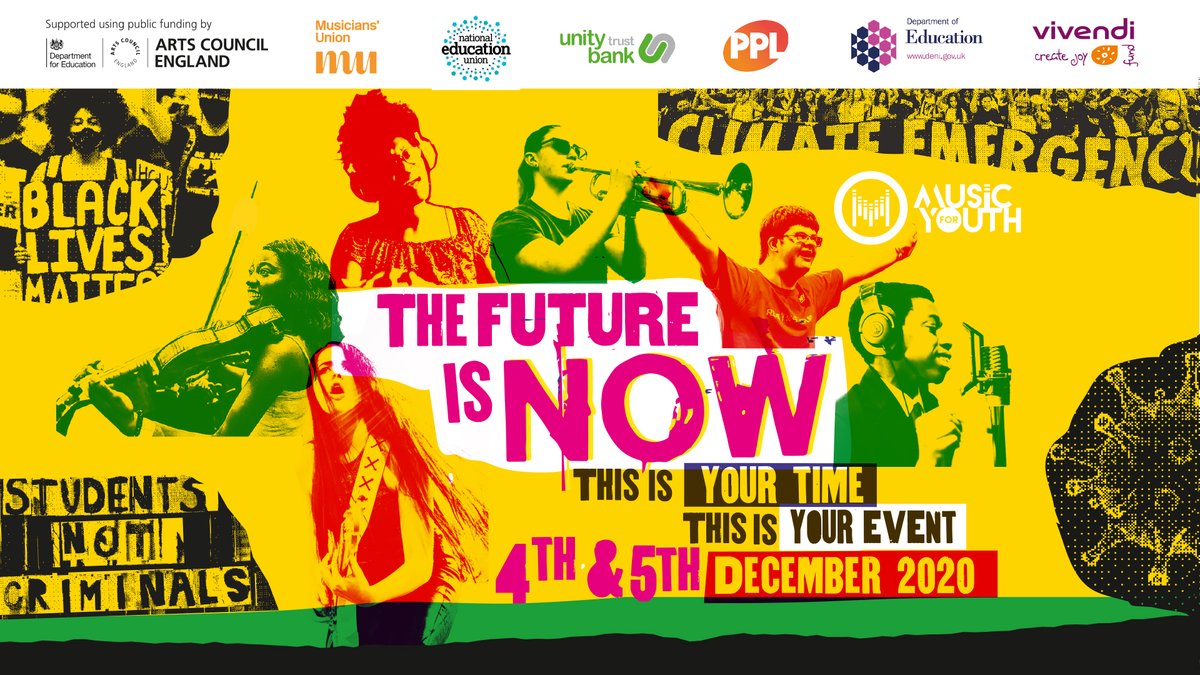 musicforyouth's tweet photo. Today's the day! #TheFutureIsNow is here! Don't forget to head to the link below, between workshops &amp; mentor sessions, to view 250+ music videos 🎶  

https://t.co/ThiFdvEY5b

Supported by @unitytrustbank @CreateJoy_  @NEUnion @PPLUK  @WeAreTheMU @educationgovuk @ace_national https://t.co/bR5sijpUAC