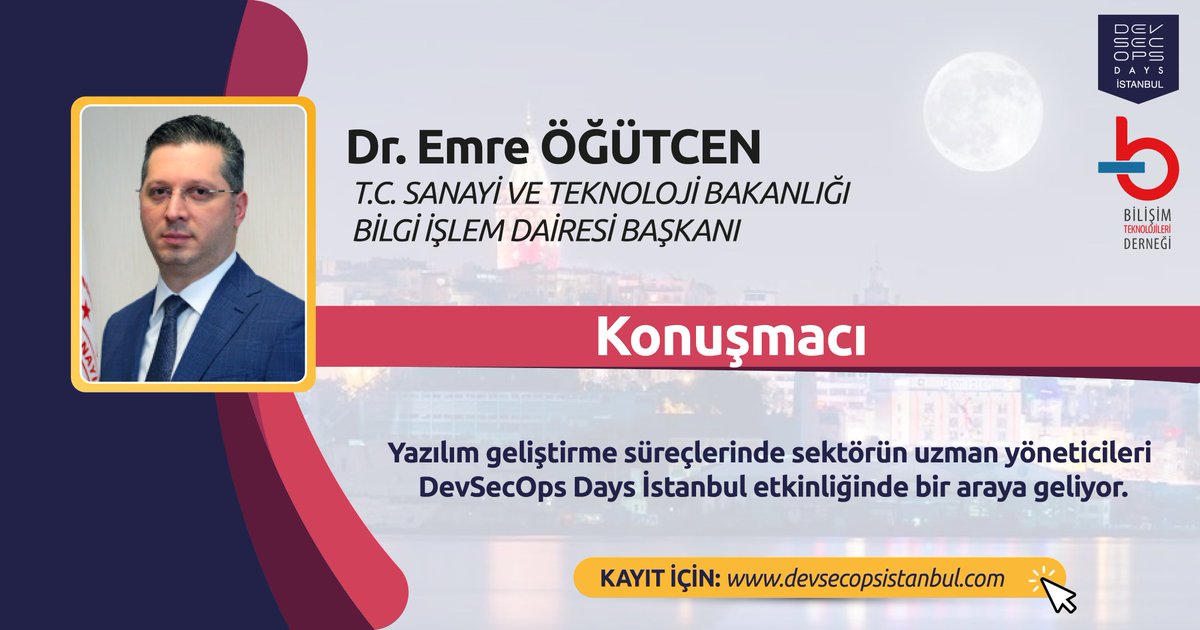 devsecopstr's tweet image. Dr. Emre Öğütcen DevSecOps Days İstanbul Konferansında.

Kayıt için 👉devsecopsistanbul.com/register/

#devops
#devsecops
#devsecopsdays
#devsecopsdaysistanbul