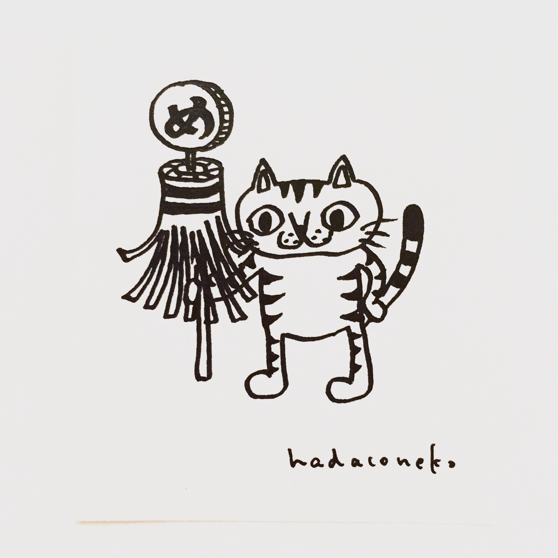 肌子 今日のイラストはコレ ｪ 火消しの まとい を持つ猫 イラスト 猫 ネコ ねこ オリジナル ペン画 アナログ画 絵 猫の絵 白黒猫 キジトラ猫 T Co Zvhc5vccjw Twitter