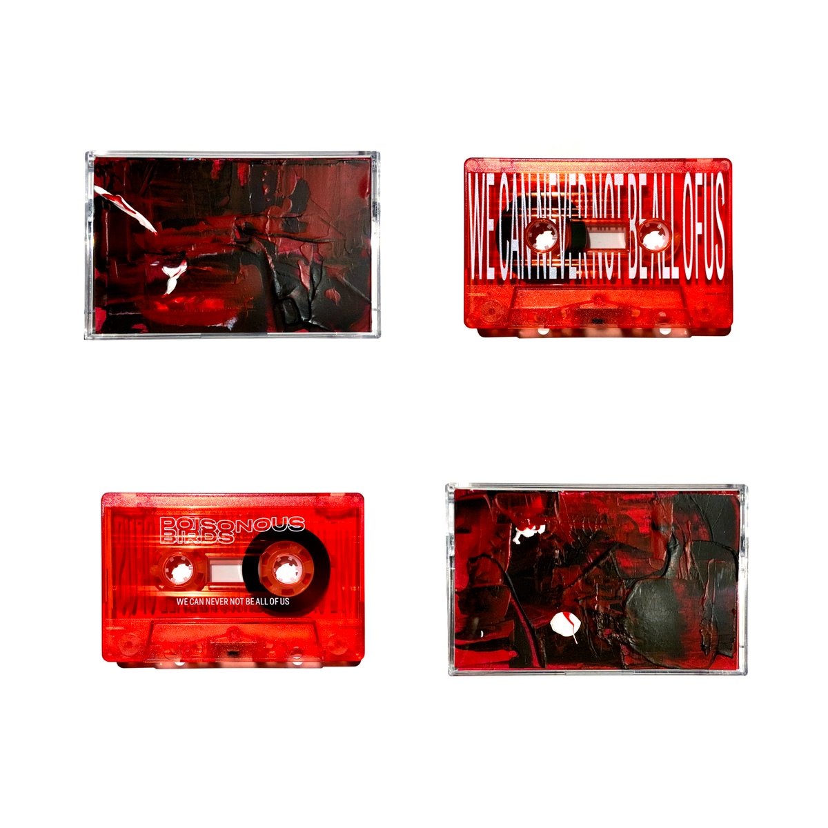 It’s @Bandcamp day. Our tapes are finally here, with a few left of the special hand-painted edition, using the same techniques that developed that original artwork for WCNNBAOU. Each is totally unique, with a trans-red rape shell.