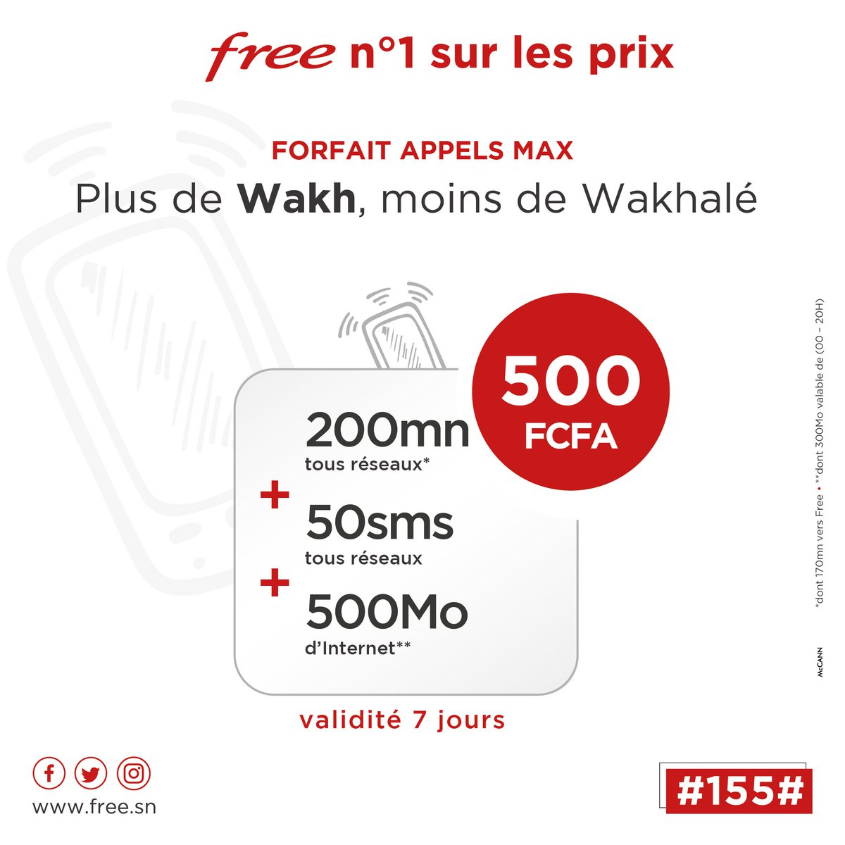 YasSenegal's tweet photo. Chez Free, c’est vous qui choississez: #Internetmax ou #Appelsmax, tout dépend de vos envies ! Plus de ressources dans les deux forfaits au même prix: 500F uniquement valables 7 jours ! 

Plus de wakh, moins de wakhalé, rv au #155# ou via MyFree!

#FreeN1SurLesPrix 
#Maya https://t.co/MVuomB8oy2