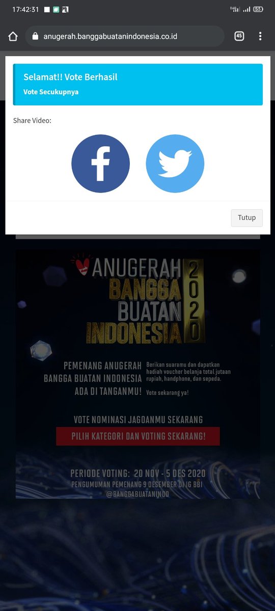 Yuk vote nominator dengan kategori Musik terfavorit kalian dalam video kompetisi #AnugerahBanggaBuatanIndonesia di link bit.ly/37xdX1o.