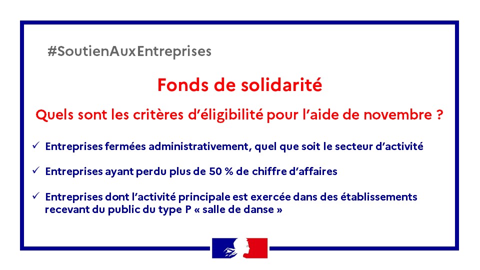 #FondsDeSolidarité | 📢 Le formulaire du mois de novembre est disponible dès aujourd'hui.
📍 Rendez-vous sur impots.gouv.fr dans l'espace particulier
⏰ Dépôt des demandes jusqu'au 31 janvier 
Plus d'infos ➡bit.ly/37s4rfE