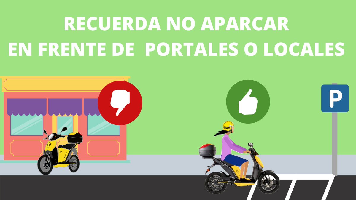 RECUERDA NO APARCAR DELANTE DE 
PORTALES O LOCALES, 
RESPETA LOS ACCESOS

#estacionaconrespeto
#muevetesindejarhuella
#moviliadsostenible
#motosharing
#sostenibilidad
#smartcity