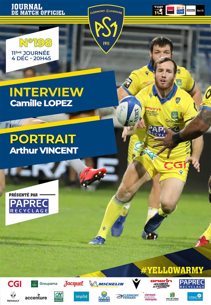 ASMOfficiel's tweet photo. 🗞️ C'est @Lopezcamille64  qui fait la UNE du  #JournalDeMatch avant la rencontre face au @MHR_officiel  ce soir à 20h45 en direct sur @CanalplusSport 
à lire dès maintenant ... 
👉https://t.co/1ROYUEDR1V https://t.co/EarvIVR1AY