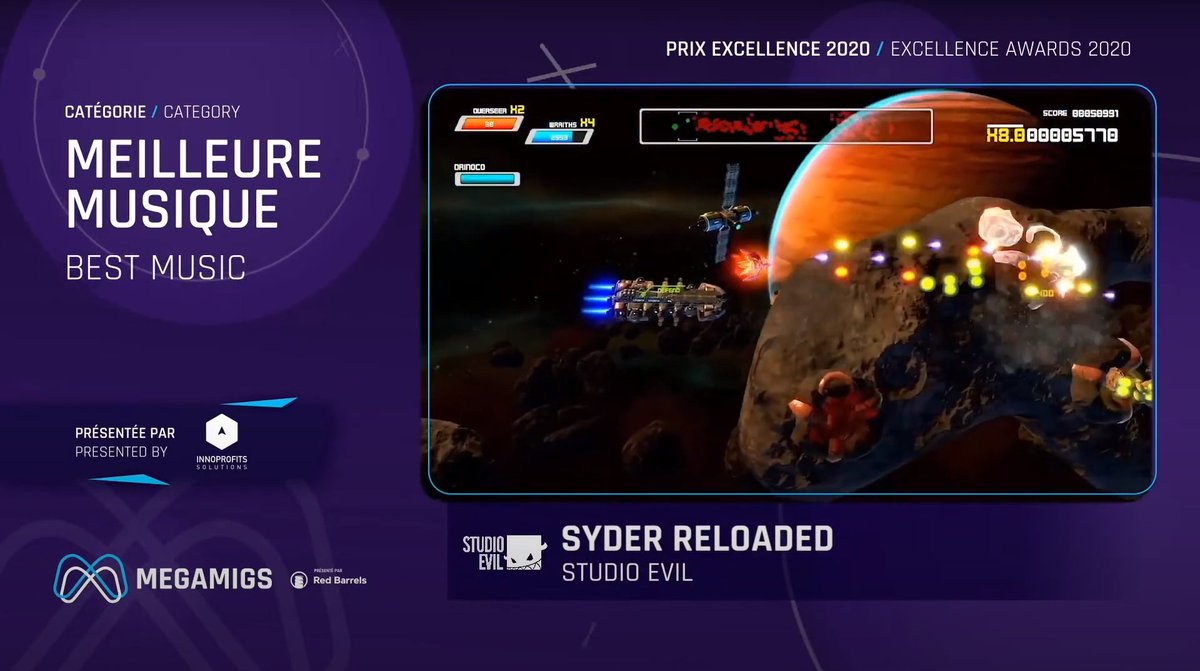 STUDIOEVIL's tweet image. Syder Reloaded hasn't won the Best Music prize at the @MIGS__ Excellence Award, but at least we lost against one of the best Italian games! Congratulations to @34bigthings  for creating such a beautiful OST for Redout: Space Assault!