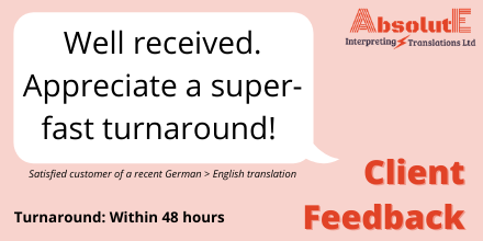 AbsoluteIntTran's tweet photo. Did you know that we are able to deliver the finished translation within 48 hours upon receiving the original documents, in most cases? See for yourself and contact us today!
#clientsatisfaction
#translation
#absoluteinterpreting
#translate
#bestservice
#fastturnaround https://t.co/aSQKTOyuh6