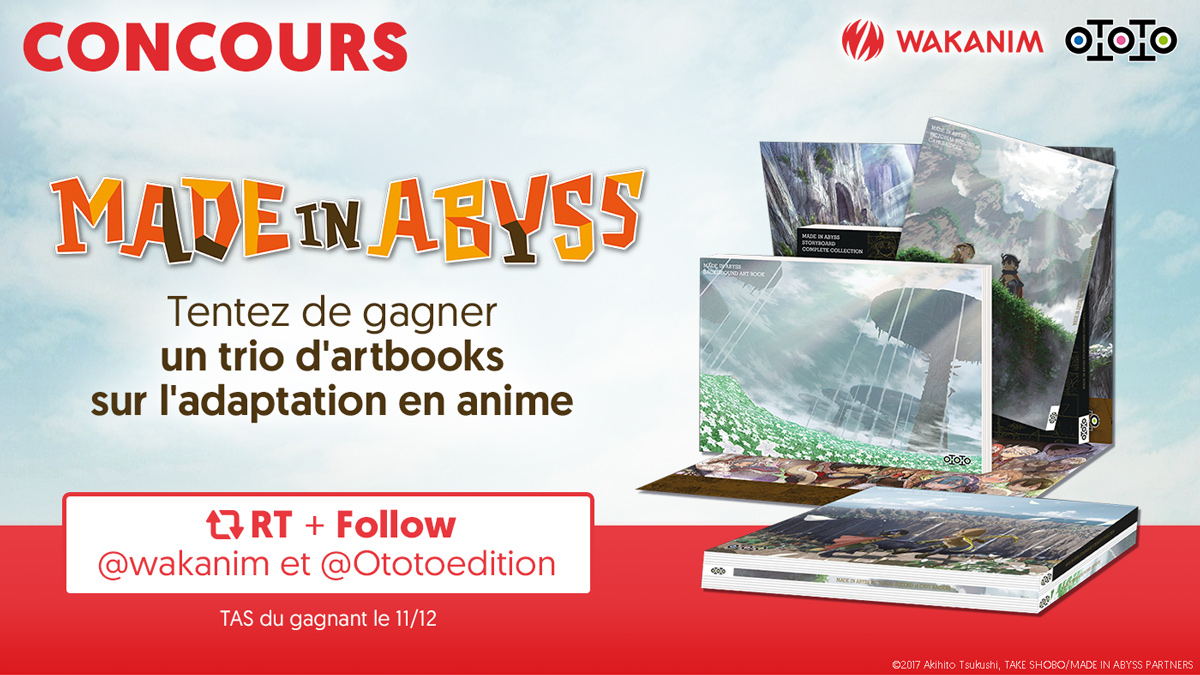 Wakanim's tweet photo. 🎁 Grand concours Made in Abyss avec @Ototoedition ! 🎁

Replongez dans l'univers de l'anime à travers ce magnifique triple artbook de la série.

RT + Follow @Wakanim et @Ototoedition https://t.co/Xg0MqJ0RoE